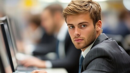 Focused young businessman at work