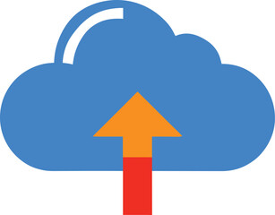 Minimal Colored Flat Cloud Upload Vector Illustration for Online Storage Backup
