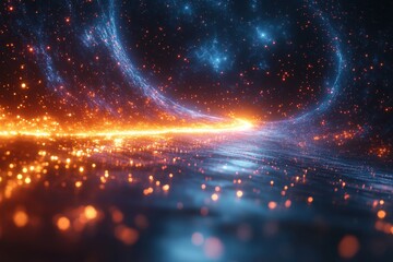 Fototapeta premium Cosmic swirl of colorful light and shimmering stars in outer space landscape during an energetic celestial event