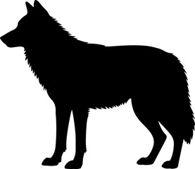 Wolf silhouette and line art vector design