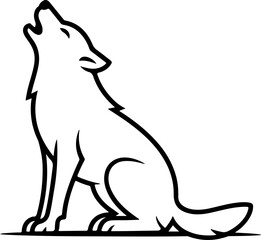 Wolf silhouette and line art vector design