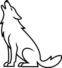 Wolf silhouette and line art vector design