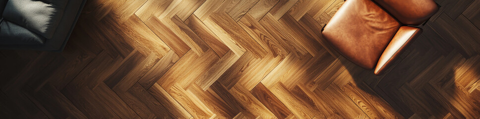 High-resolution, photorealistic image of beautiful walnut wood flooring, top view, with a stunning and epic background.