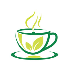 Minimal Organic Green Tea Vector Logo Design.