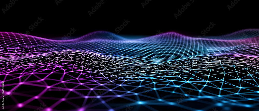 Aufkleber abstract digital network wave pattern