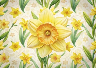 Beautiful yellow daffodils floral pattern