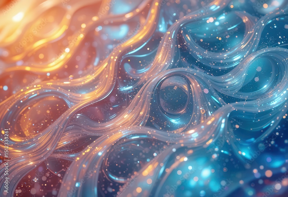 Poster colorful waves of light create a mesmerizing pattern in a digital artwork