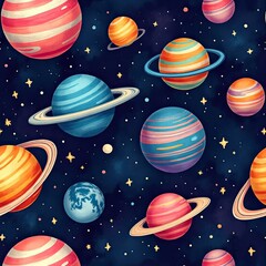 Naklejka premium seamless pattern with planets