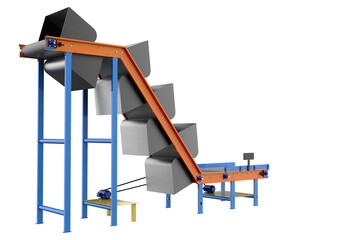 Industrial Automation: Bucket Conveyor System for Efficient Material Transport - Transparent PNG...