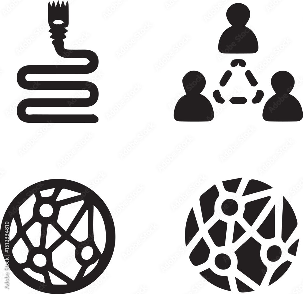 Poster networking icons: a set of four simple yet effective vector icons depicting key aspects of networkin