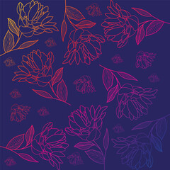 Seamless pattern with hand drawn dahlia flowers.