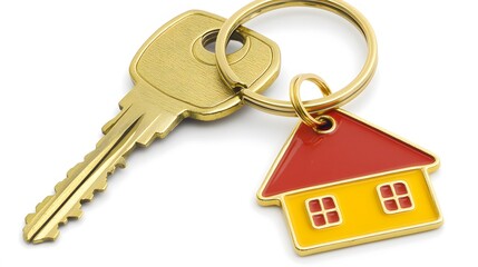 House Key with Home Keychain, Real Estate Concept