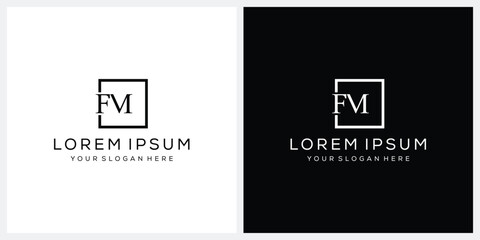 initial letter FM serif font logo design, typography FM graphic vector template