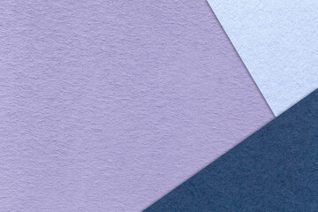 Abstract violet, navy blue and sky paper background with copy space. Template for presentation, banner or card design