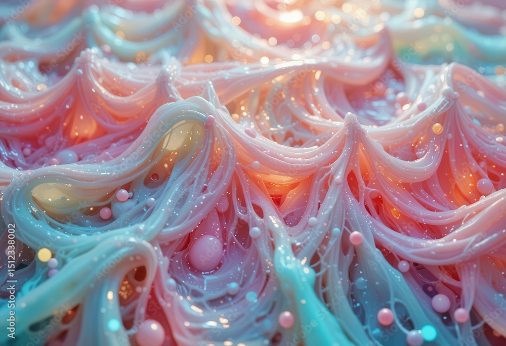 Poster colorful abstract wave patterns illuminated with soft light and playful textures