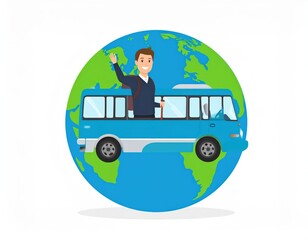 A tourist waves from a bus driving over a g