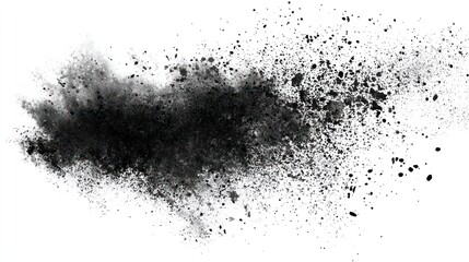 Fototapeta premium Abstract Black Powder Explosion on White Background