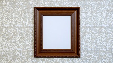 Elegant Wooden Frame on Vintage Wallpaper Mockup