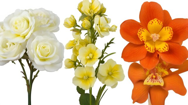 Vibrant Yellow and Orange Flowers Bouquet Roses Orchids