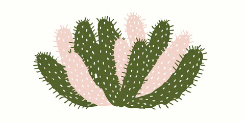 An elegant cactus illustration blooms with spiky leaves, featuring a serene blend of nature and minimalistic design. 