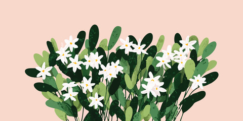 A close-up captures the exquisite delicacy of a blossoming plant, its pristine white petals unfurling against a backdrop, embodying the tender embrace of springtime.