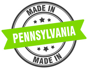 Made in Pennsylvania round sign. Made in Pennsylvania stamp.