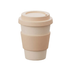 Reusable beige coffee cup with lid