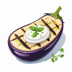 Grilled Eggplant with Creamy Cheese and Basil