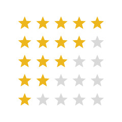 Review star set, product rating, flat icon for apps and website, isolated on white background