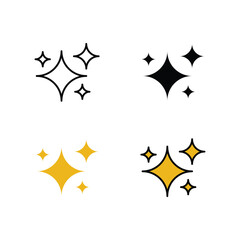Sparkling Star icon, decorative twinkle, shining flash symbol, star sparkling in black and color fill with stroke isolated on white background