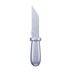 Silver kitchen knife with handle