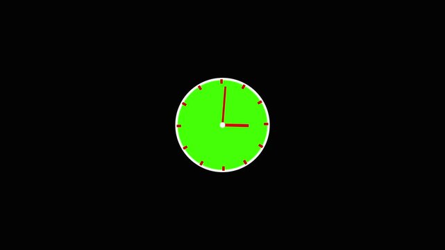 Analog wall clock animation with technology background. Digital round clock animated first spent time on black background motion graphics. Black clock icon with moving arrows in 12 hour loop.4k video