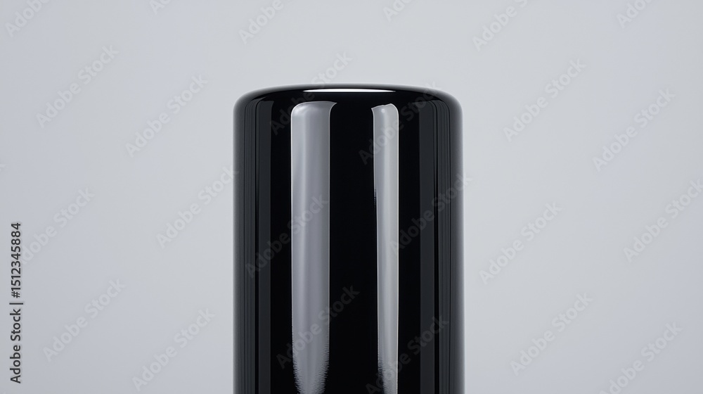 Poster a black cylindrical object with a smooth surface and reflective finish.