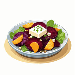 Roasted Beetroot Salad with Orange Segments and Cheese