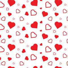 Heart shape vector wallpaper, Heart pattern background, love and romantic theme, red heart with stroke isolated on white background