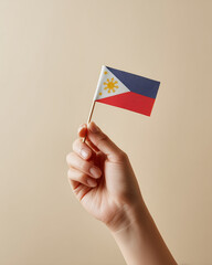 hand holding  philippines flag