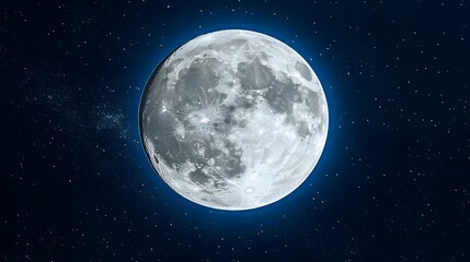 Fototapeta premium Stunning Full Moon in Starry Night Sky Space Celestial Background