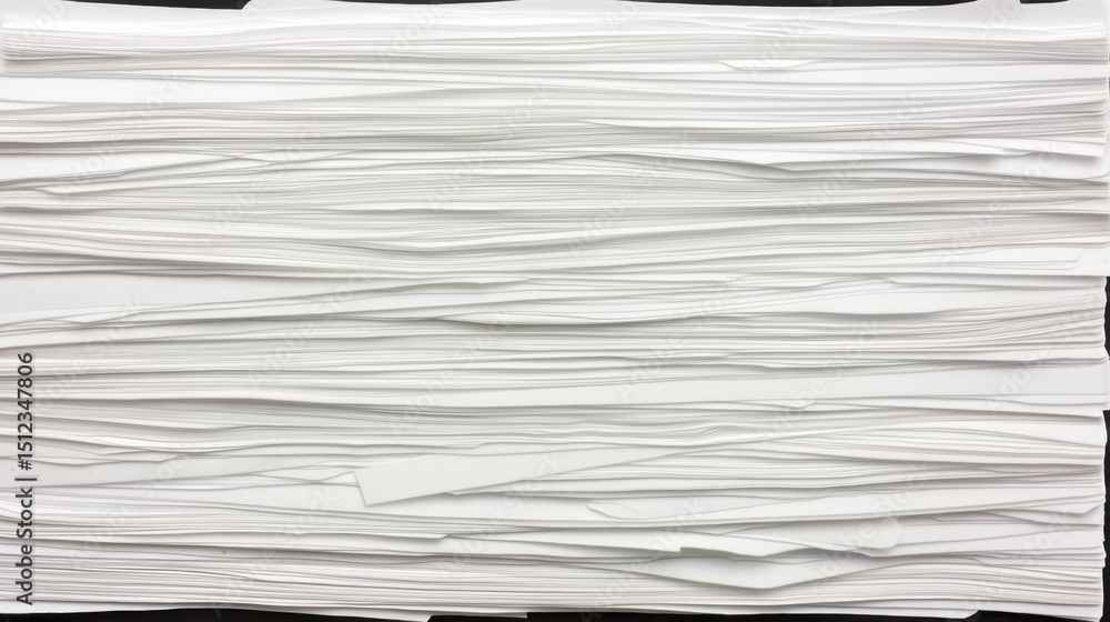 Poster a series of overlapping white paper strips forming a textured, wave-like pattern.