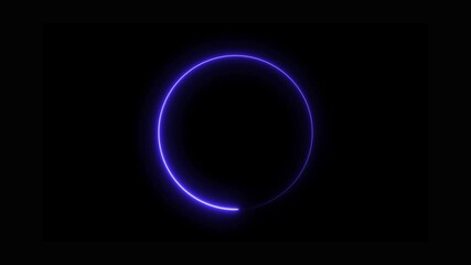The neon line ellipsis icon features an elongated circular shape rotation with a on a black background.4k motion graphic video - Powered by Adobe