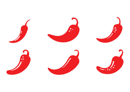 Set of Red Chili Peppers Silhouettes