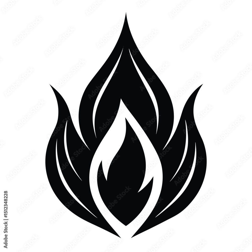 Poster abstract dual black flame icon sharp shape design