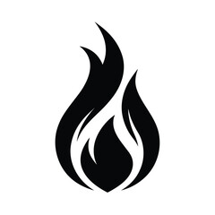 Minimalist black flame icon with smooth curves
