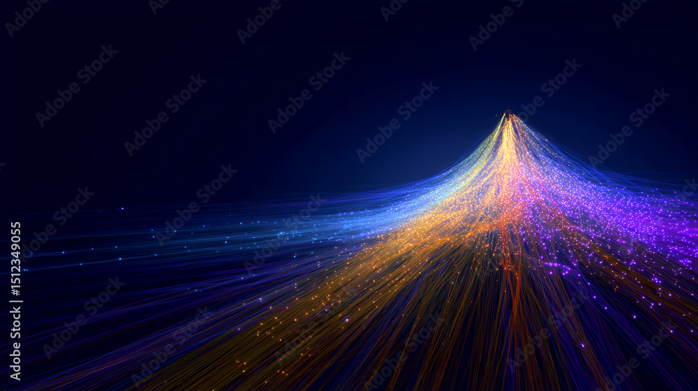 Leinwandbilder Abstract image of glowing lines converging upward, creating a dynamic and energetic visual, symbolizing connection, innovation, or data flow, ideal for technological concepts