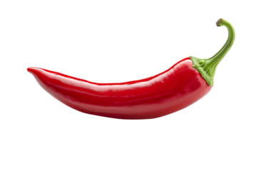 Single red chili pepper isolated on black background