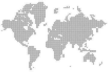 Naklejka premium Realistic dotted world map. Dotted world map displayed with geographic dotted world map precision. Designed for global visualization using a dotted world map aesthetic with minimalist flair.