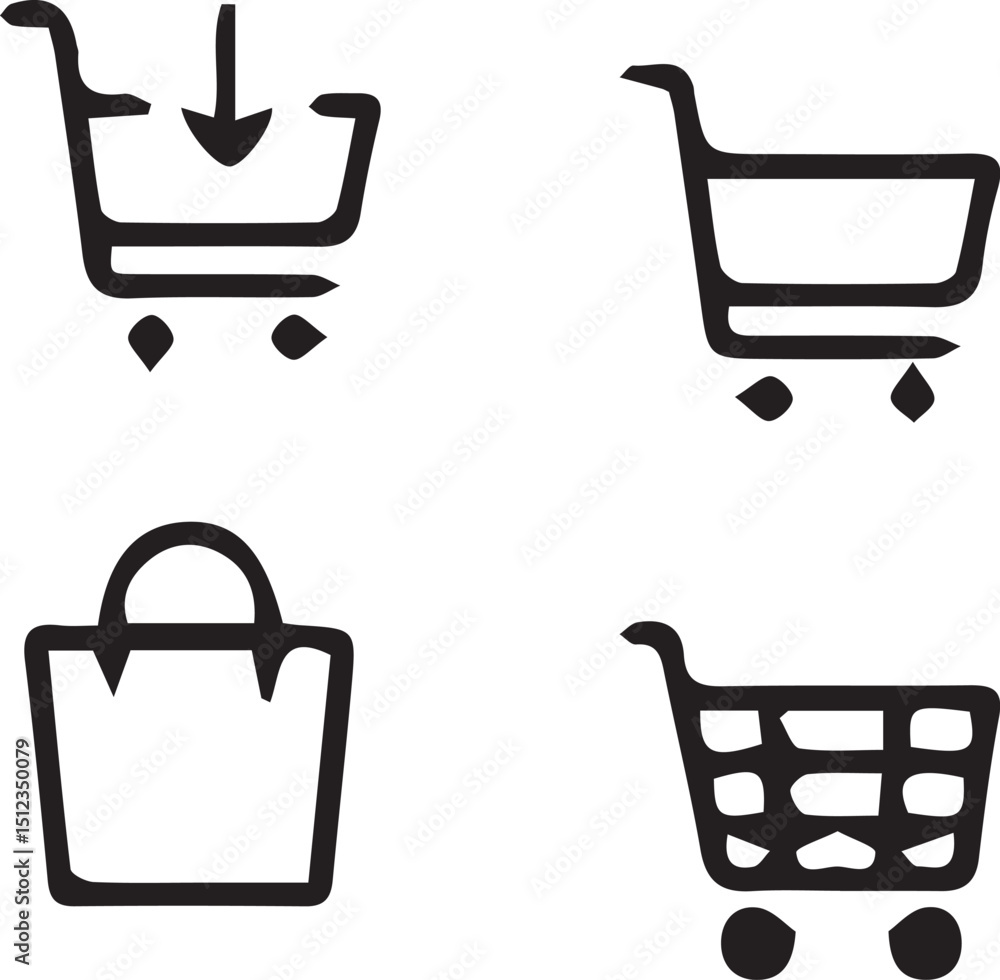 Poster shopping icons: a set of minimalist shopping icons that encapsulates the core elements of modern ret