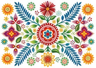 Vibrant floral design with colorful flowers and leaves