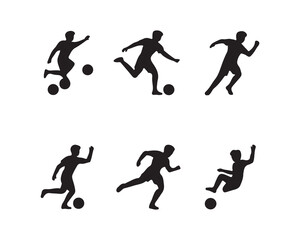 Dynamic Soccer Players in Action Silhouettes