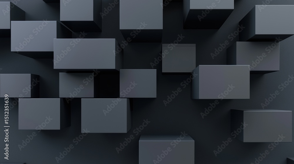 Poster a 3d rendering of a grid of gray cubes.