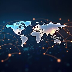 Naklejka premium world map on blue background